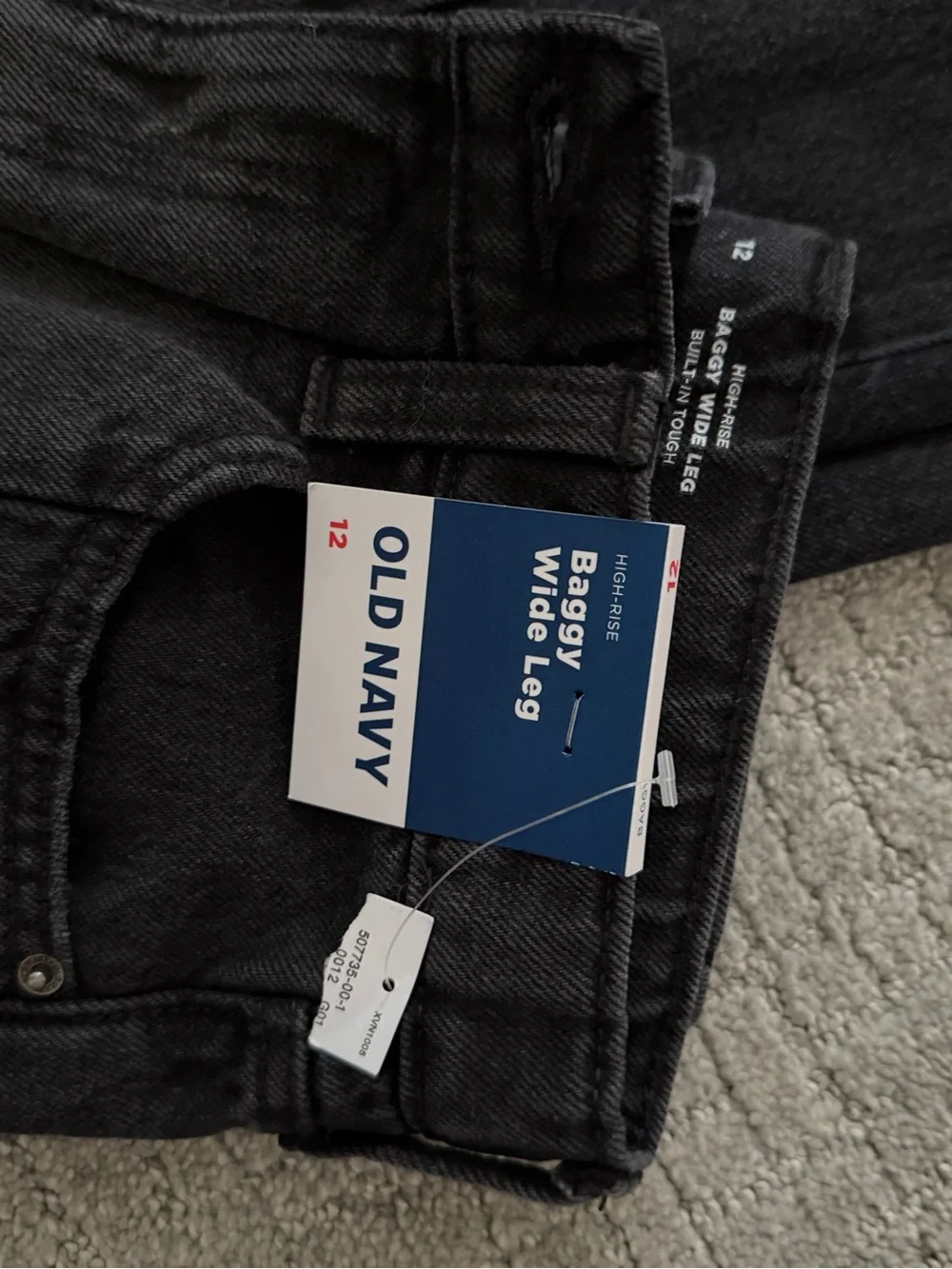 NWT Old Navy girls two tone baggy wide leg jeans, 12